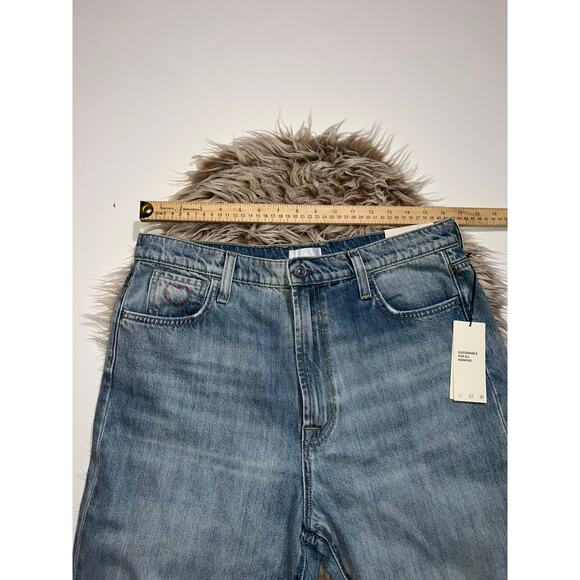 7 for all mankind easy slim blue jeans with heart  embroidered - Picture 8 of 16